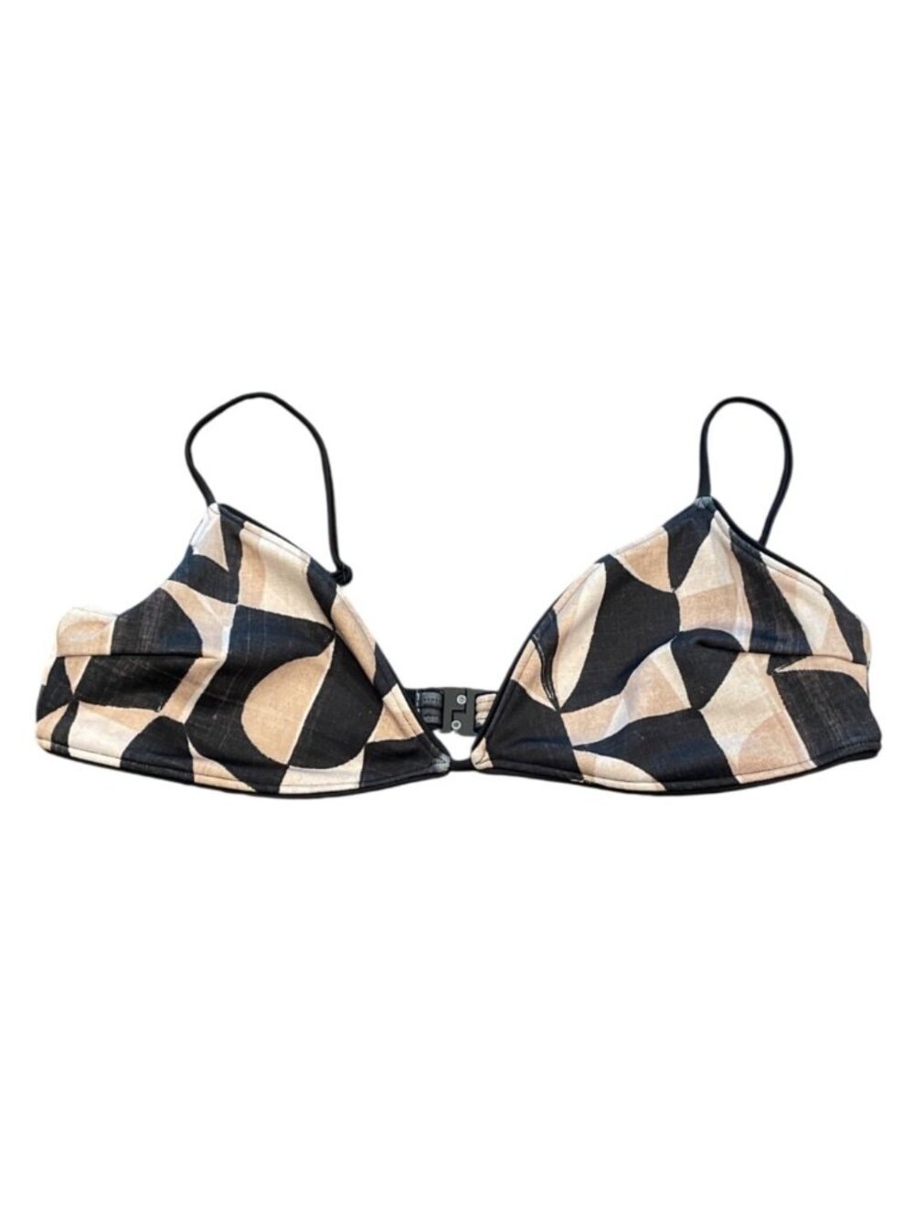NWT Madewell x Zulu & Zephyr Bralette Bikini Top Sz 10 Mosaic Tan Black Unpadded